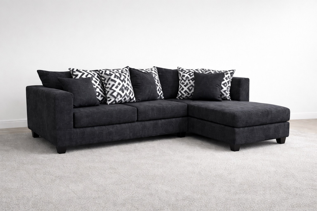 Black Luxe Lounge Fabric Sectional