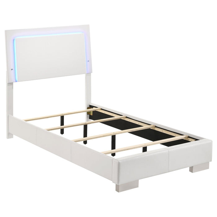 Felicity Full & Twin Panel Bed with LED Lighting Glossy White