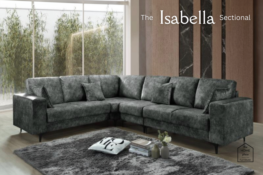The Isabella Sectional - Charcoal Gray