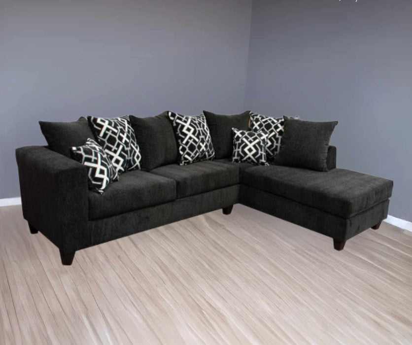 Black Lux Lounge Fabric Sectional