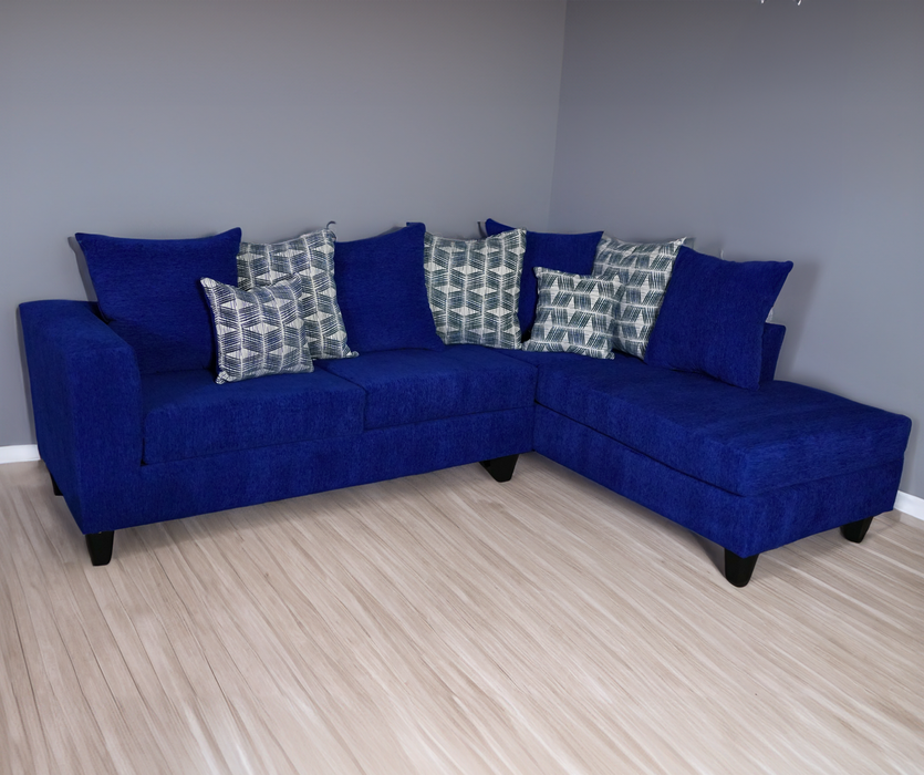 Blue Luxe Lounge Fabric Sectional