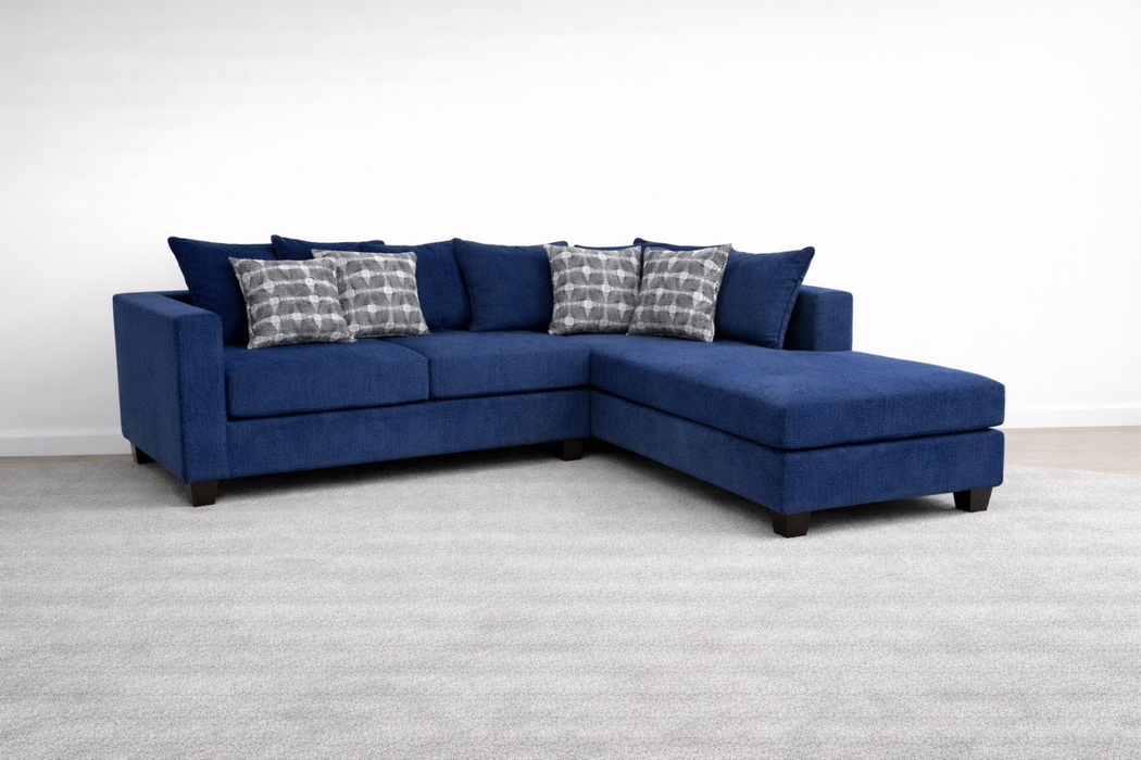 Blue Luxe Lounge Fabric Sectional