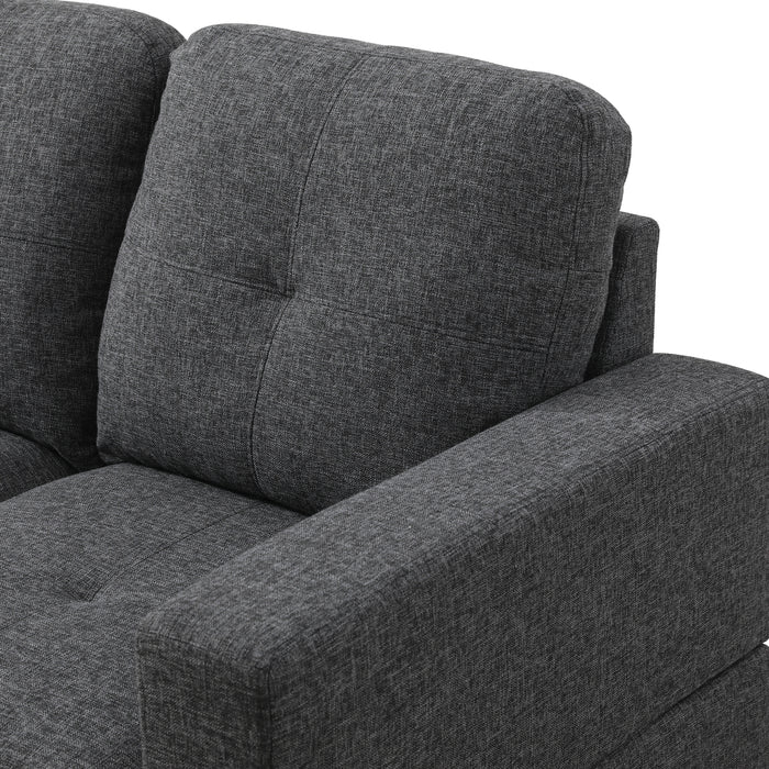 2 pc. Dark Gray Linen Sectional with Ottoman