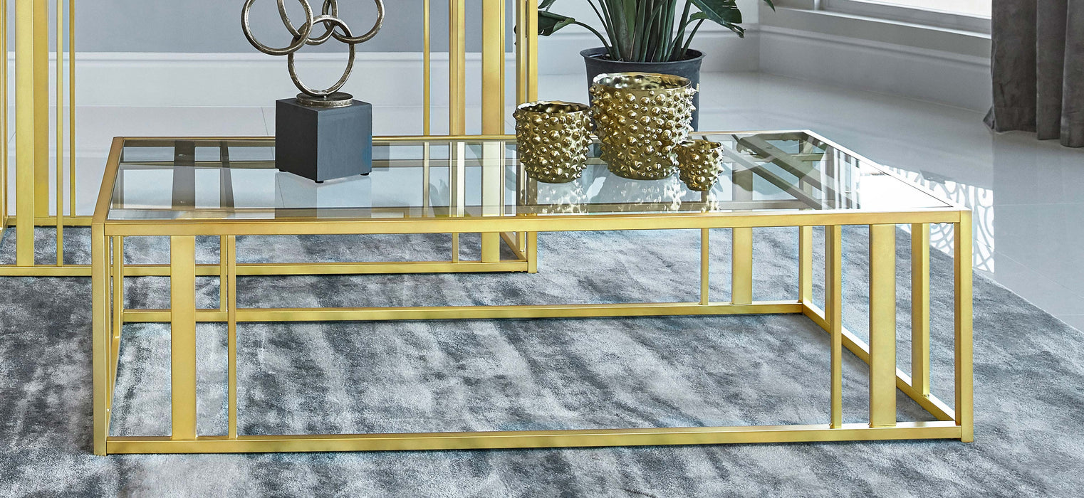 Adri Rectangular Glass Top Coffee Table Clear and Black Nickel