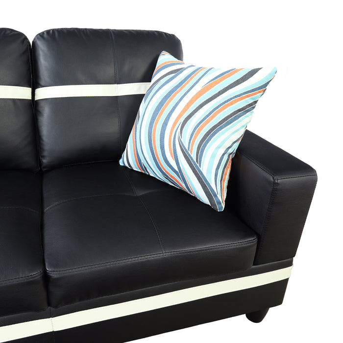 2 pc. Black and White Sectional with Ottoman