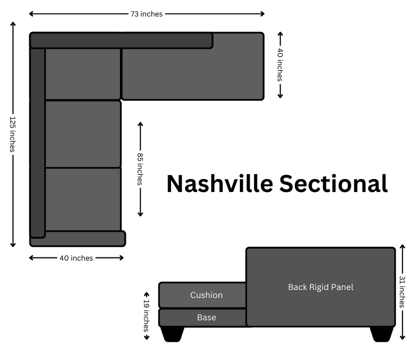 Black Nashville Velvet Sectional