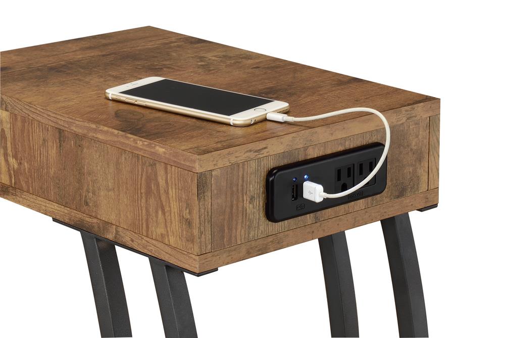Troy Accent Table with Power Outlet Antique Nutmeg