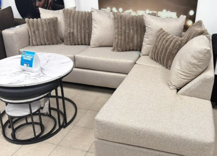 Beige Luxe Lounge Fabric Sectional