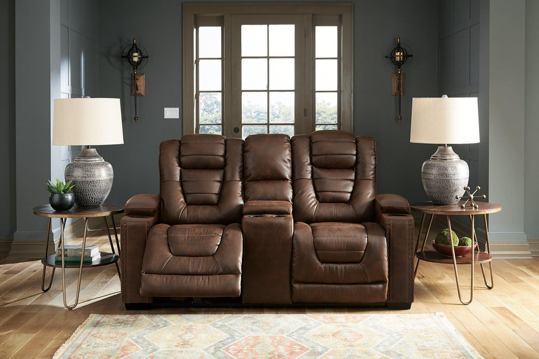 Owner's Box Power Reclining Loveseat with Console