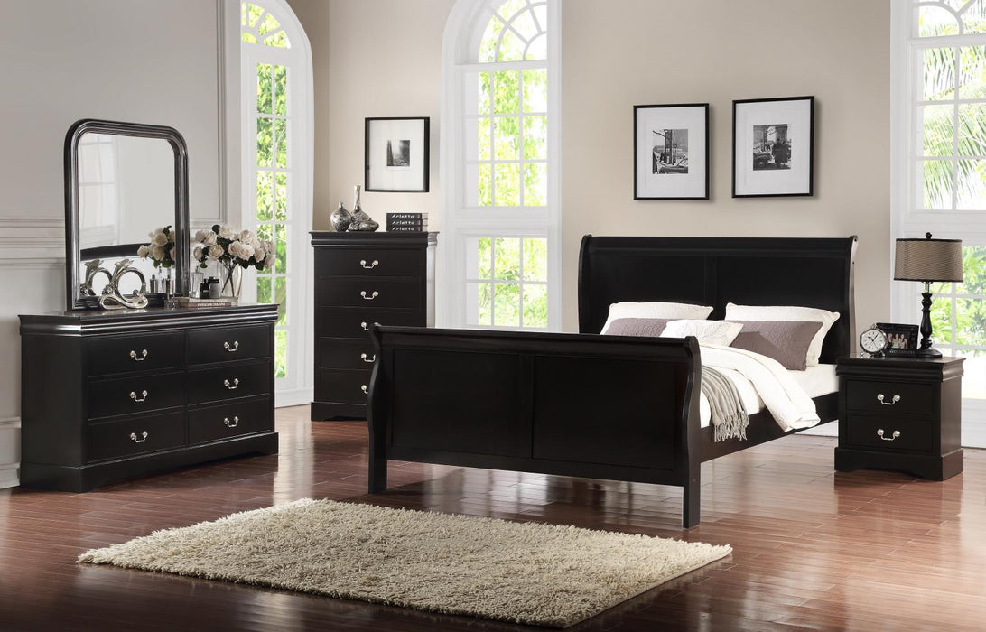 The Breville Ebony Black Wood Sleigh Bed
