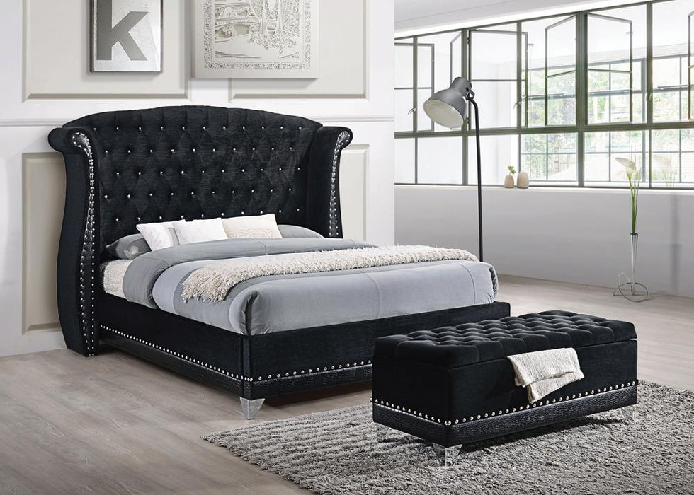 Barzini Black Upholstered Queen Bed