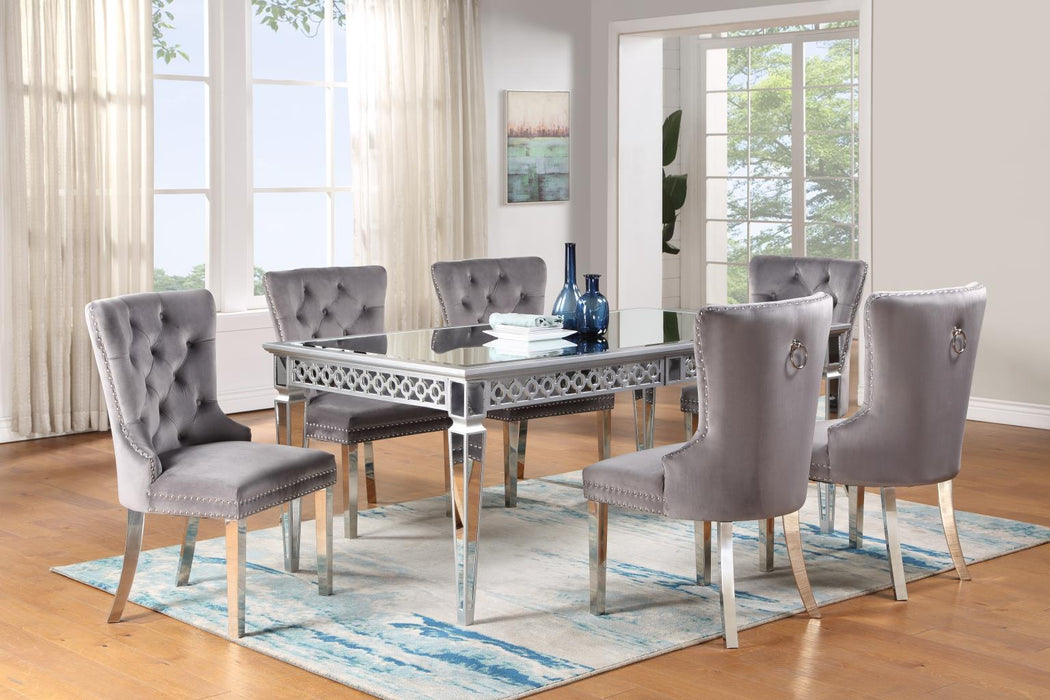 Aurora Echoes Dining Collection with Gray Velvet Chairs