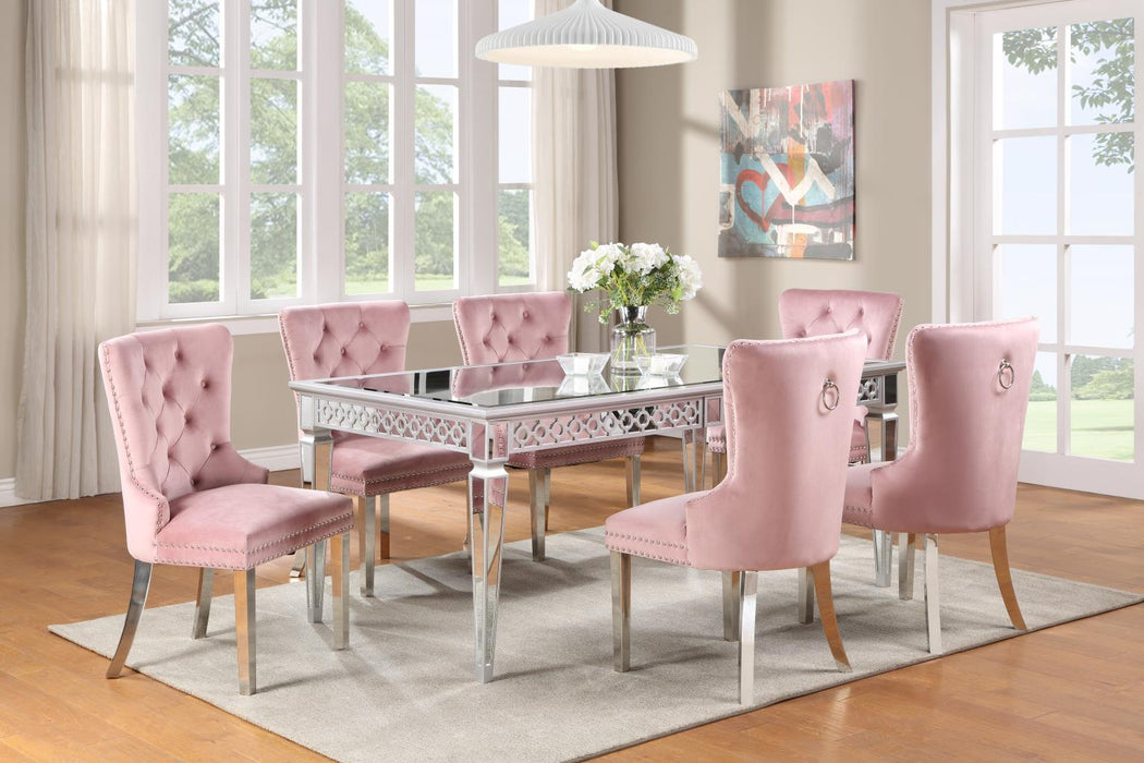 Aurora Echoes Dining Collection with Pink Velvet Chairs