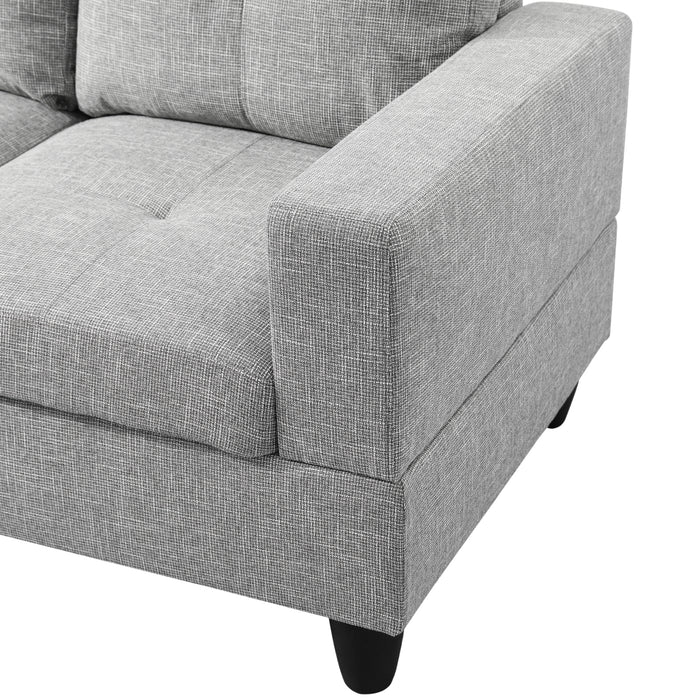 2 pc. Sectional with Ottoman in Gray Linen