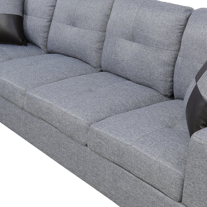 2 pc. Gray Linen Sectional with Ottoman