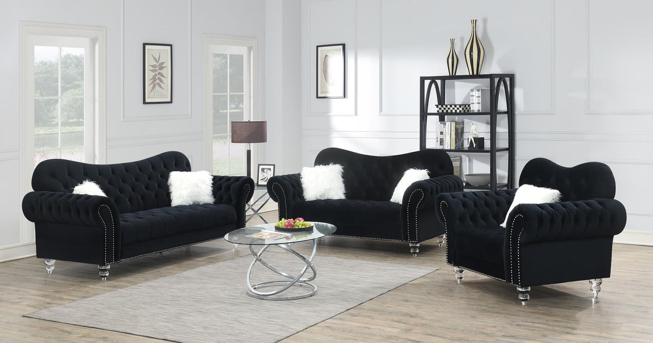 Black Modern Velvet Sofa and Loveseat Set
