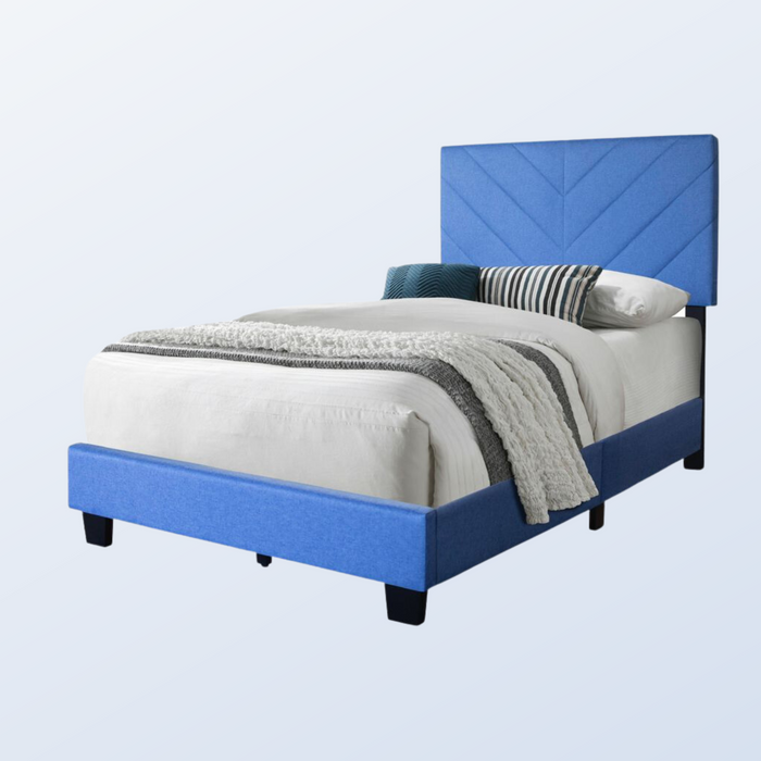 Blue Marley Upholstered Bed- Mattress Package