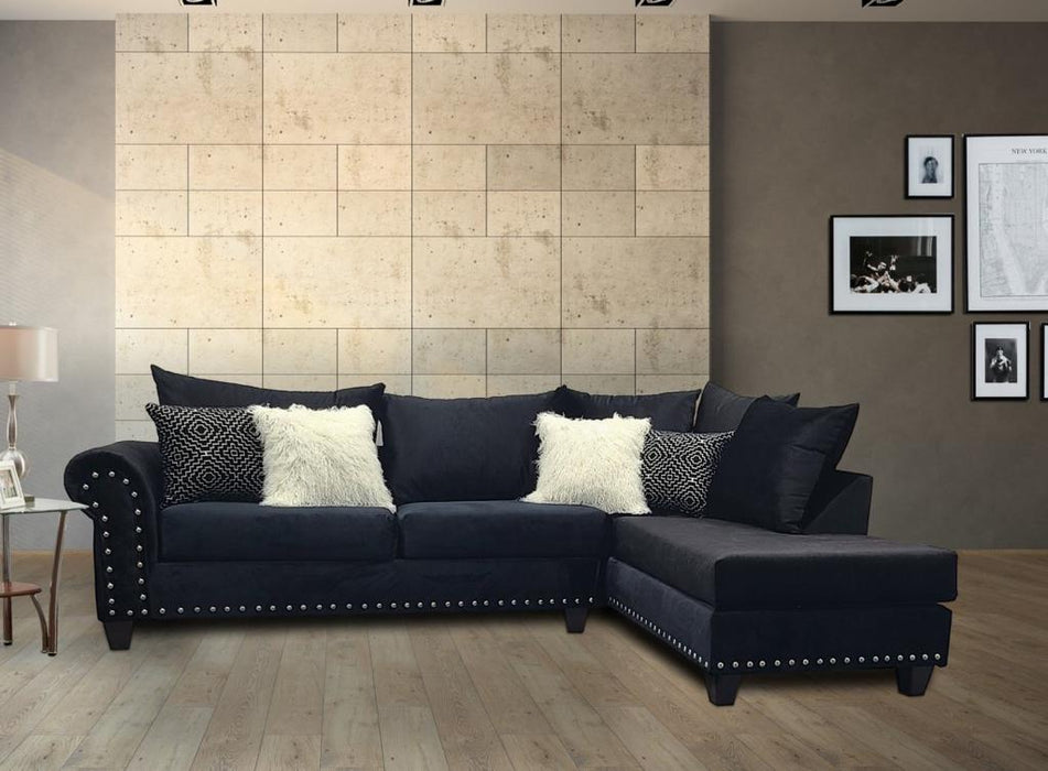 Midnight Lux Lounge Nail Detail Velvet Sectional