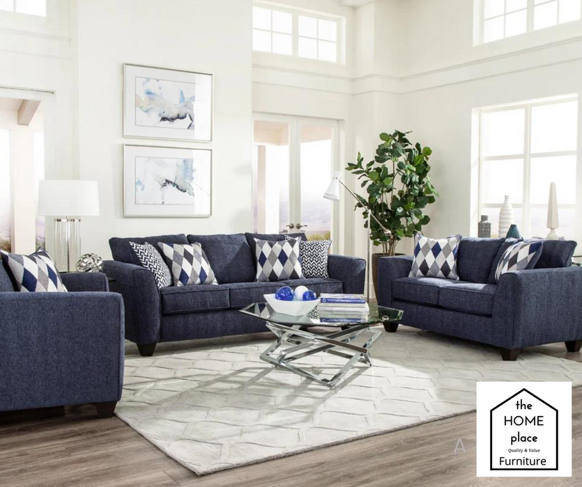 Cindy Crawford Denim Loveseat at The Missing Piece