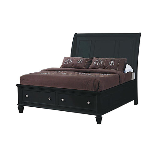 Sandy Beach Black King Sleigh Bed With Footboard Storage image