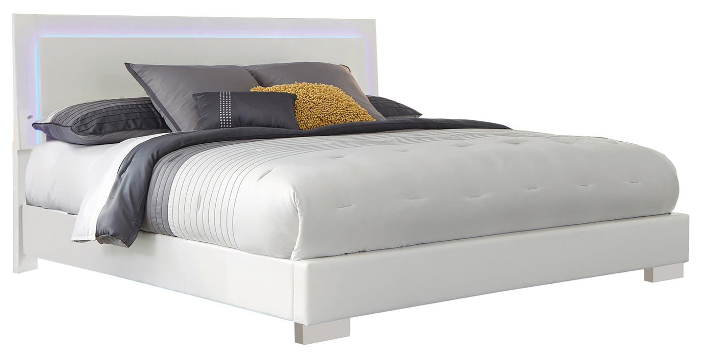 Felicity Contemporary Glossy White Lighted Queen Bed image