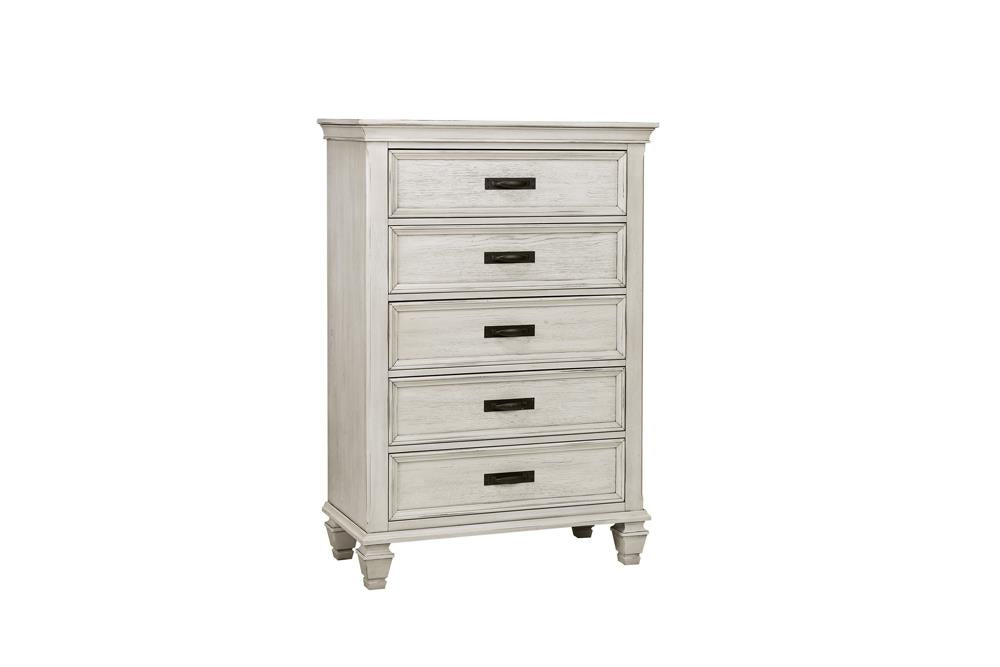 Franco Antique White Five Drawer Chest image