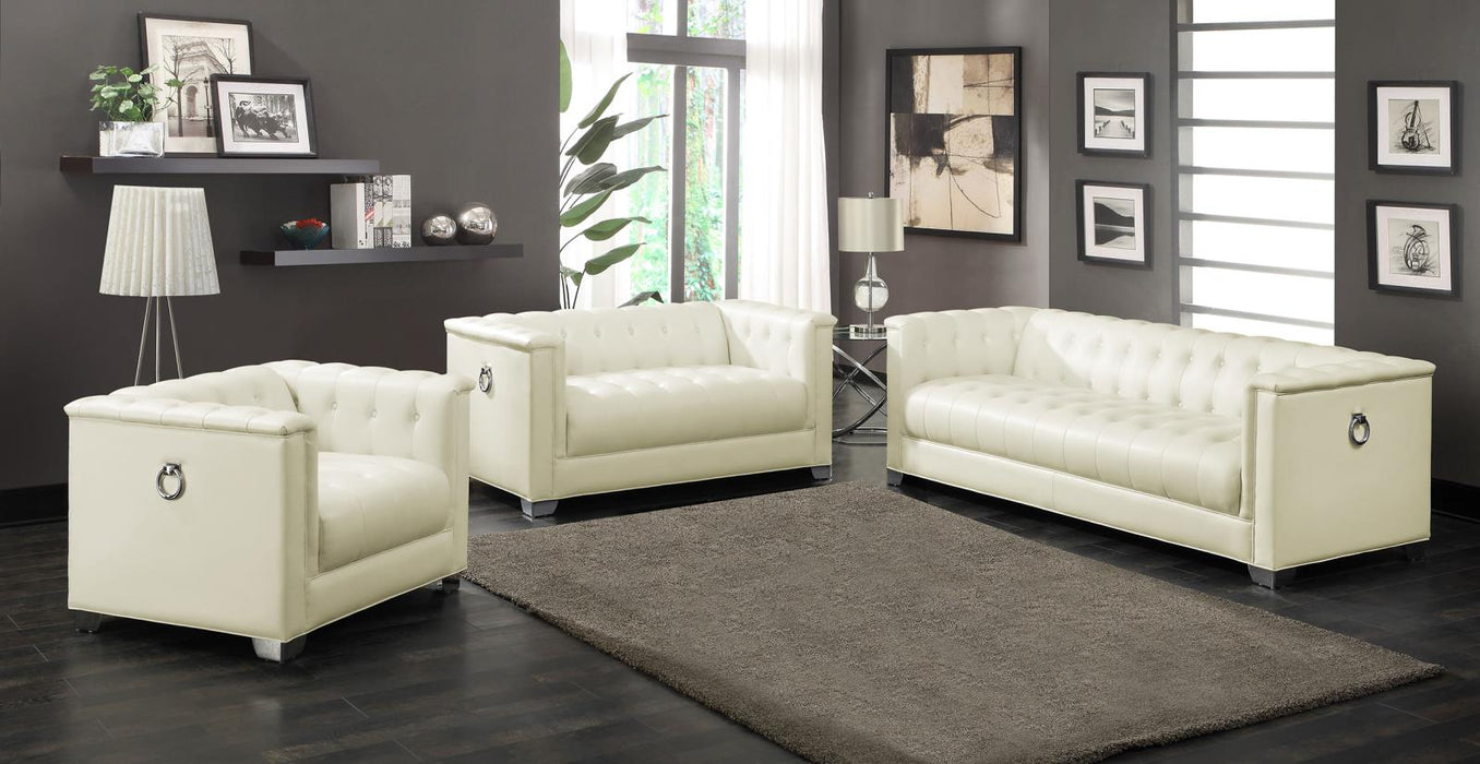 Chaviano Contemporary White Three Piece Living Room Set image