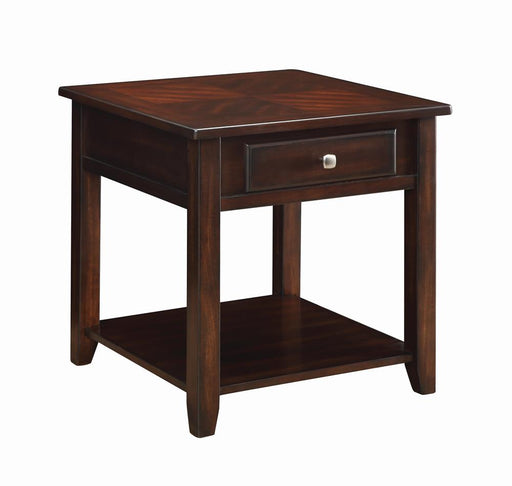 Transitional Walnut One Drawer End Table image