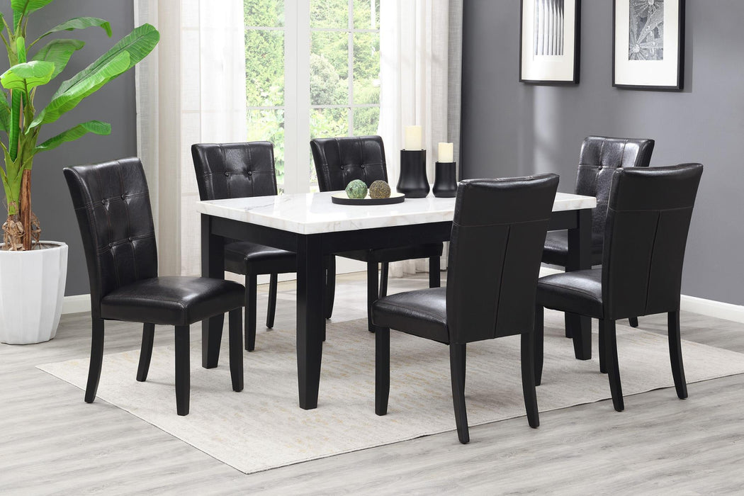 White Marble Top Dining Room Set with 4 Chairs