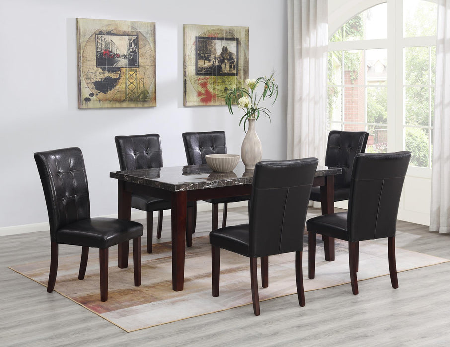 Gray Marble Top Dining Room Set with 4 Chairs