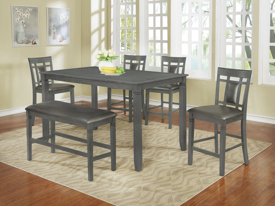 Contemporary Pub Dining Set in Gray Finish