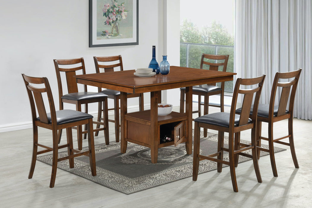 Contemporary Pub Dining Set in Brown Finish