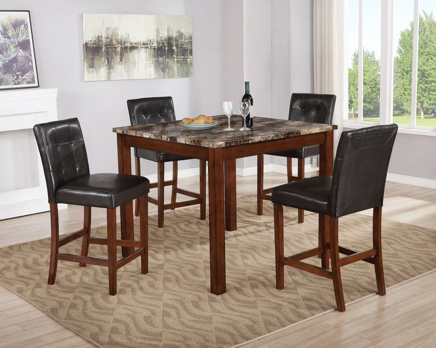 Brown Pub Table with 4 Chairs Set