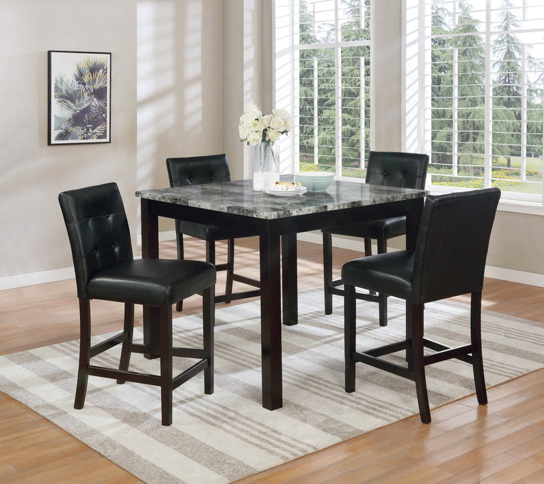 Black Contemporary Pub Dining Set with Marble Finish