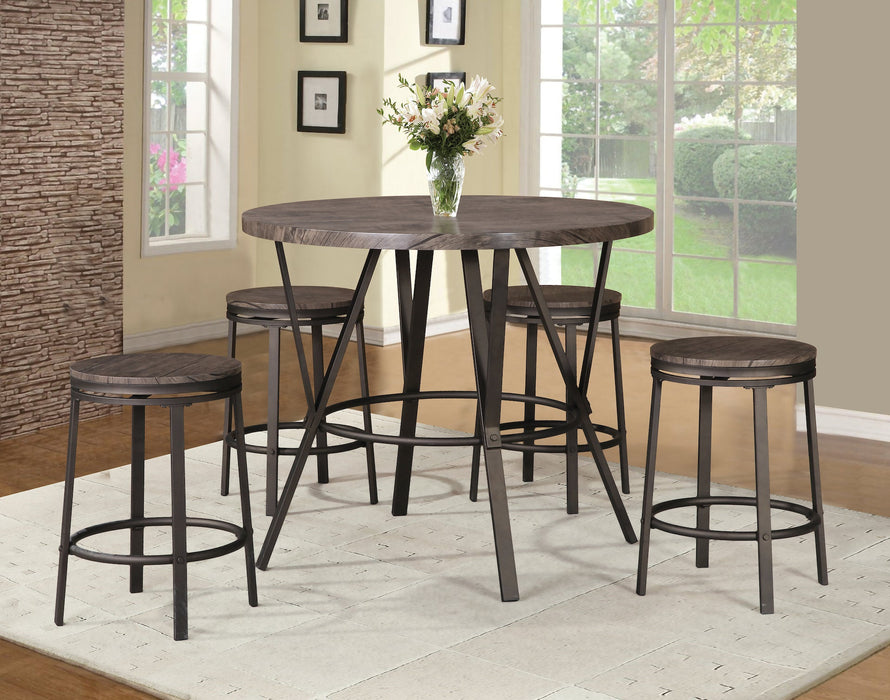 Round Pub Dining Set in Weathered Brown and Bronze Finish