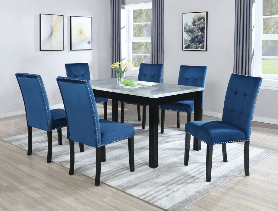 Contemporary Dining Set with White Marble Top
