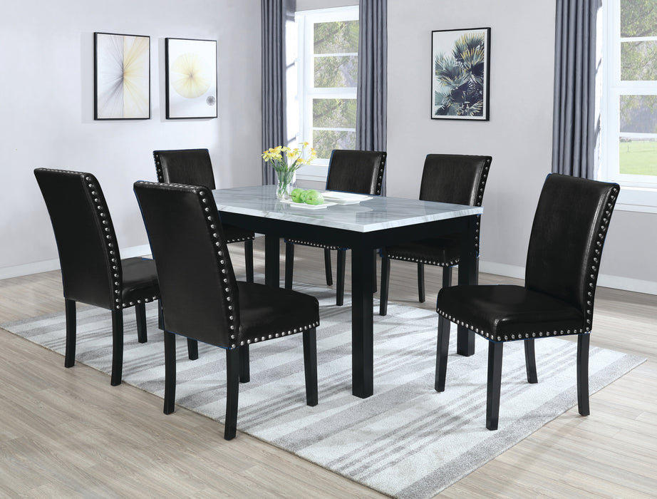 Contemporary Dining Set with White Marble Top