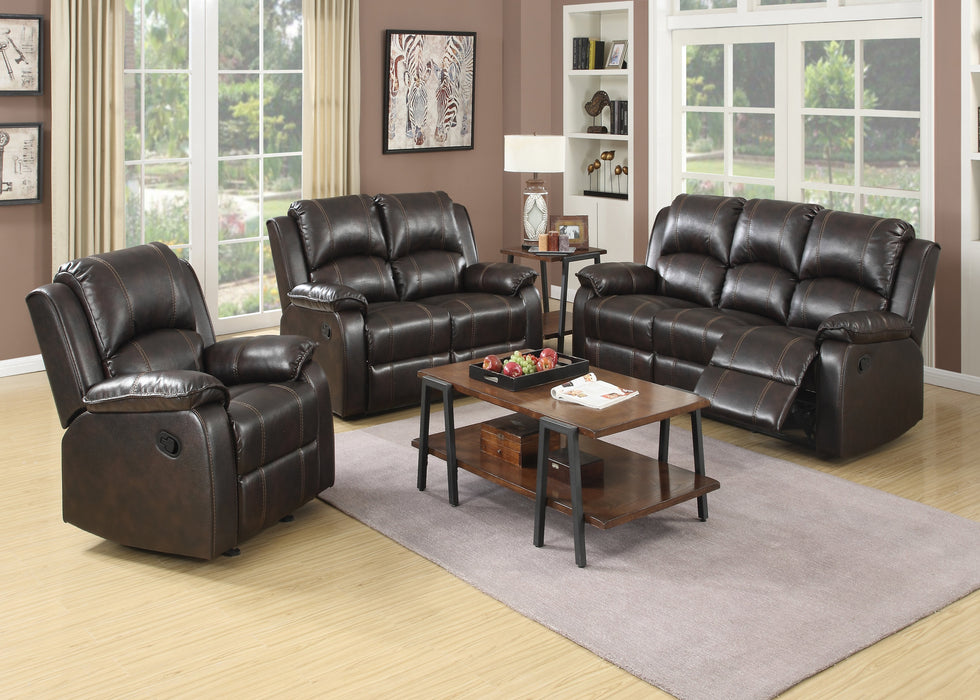 2 pc. Living Room Set in Brown Leather - Sofa and Loveseat