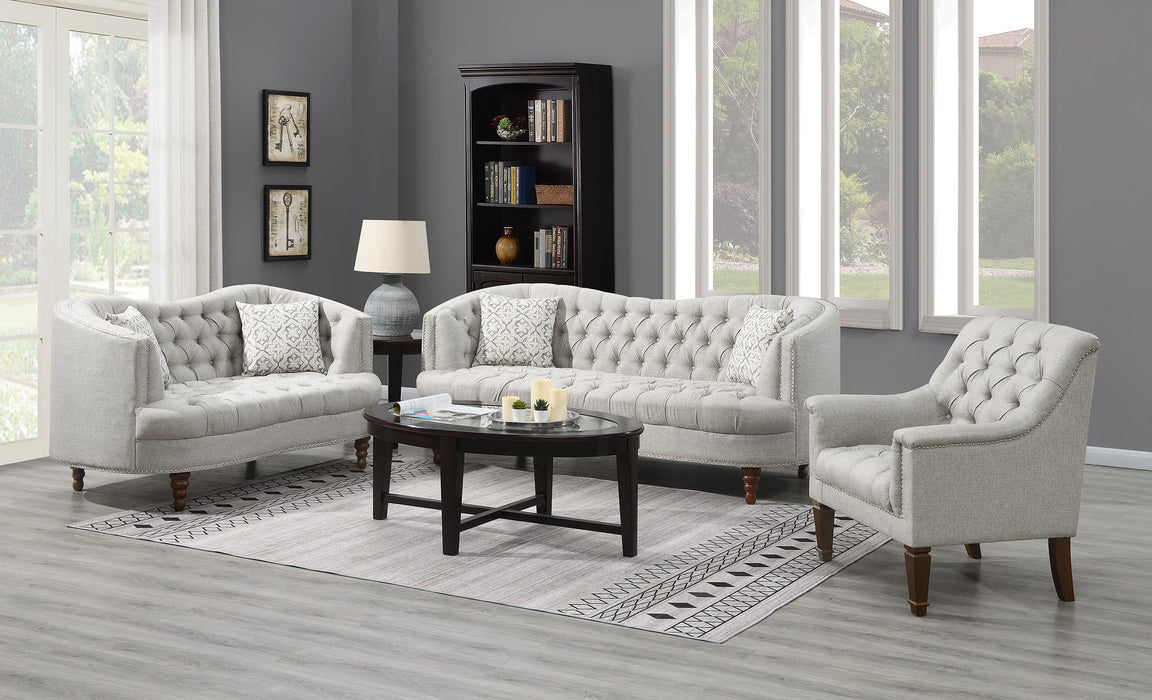 Luxury Contemporary Gray Fabric Sofa and Loveseat Set