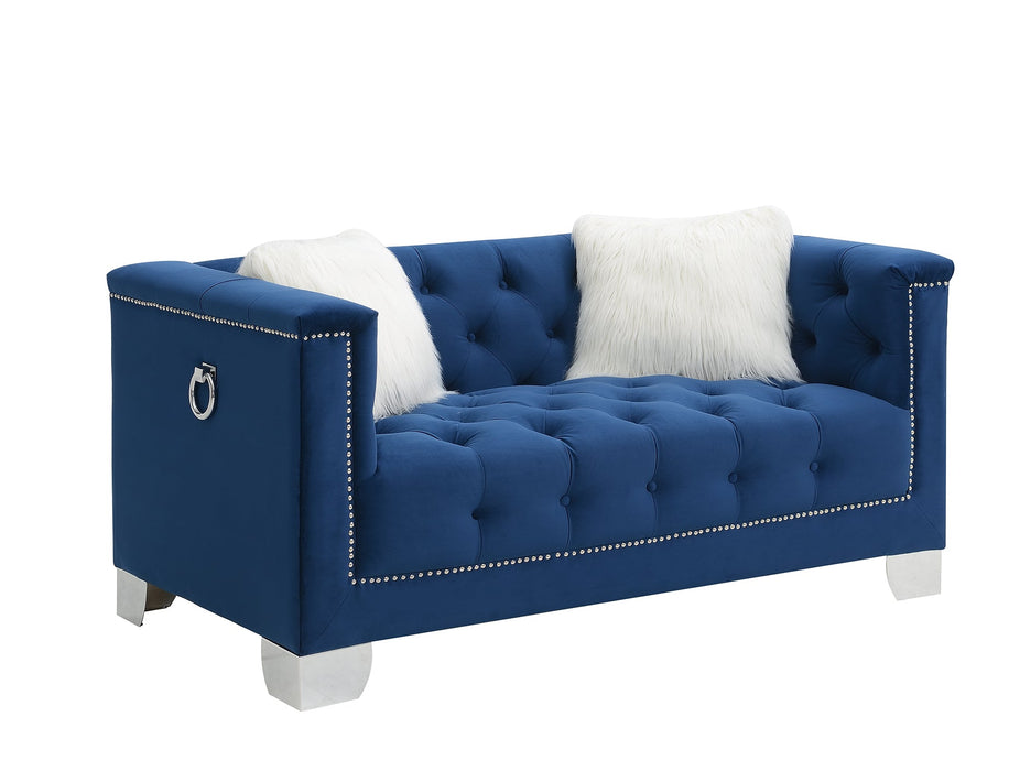 Navy Glamour Sofa and Loveseat Set