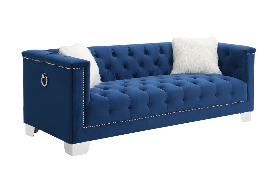 Navy Glamour Sofa and Loveseat Set