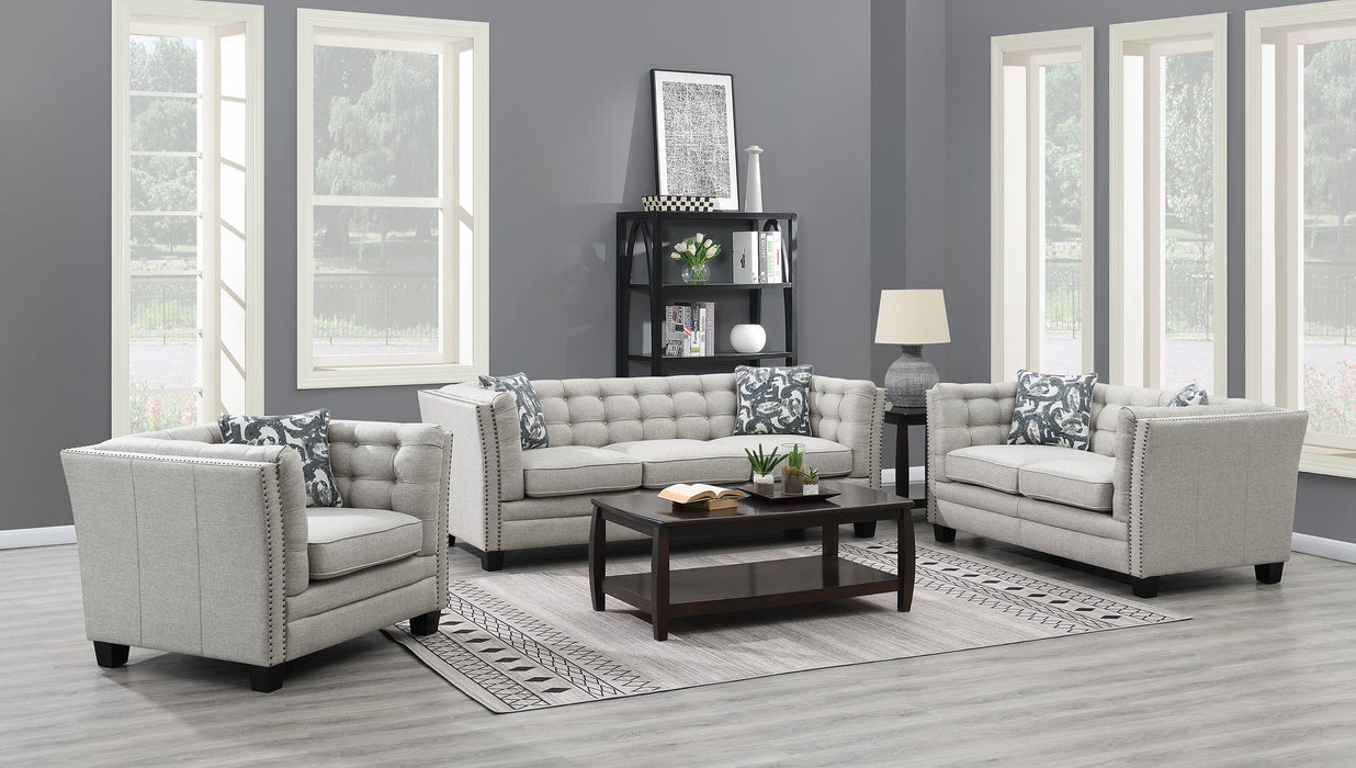 Contemporary Gray Fabric Living Room Set