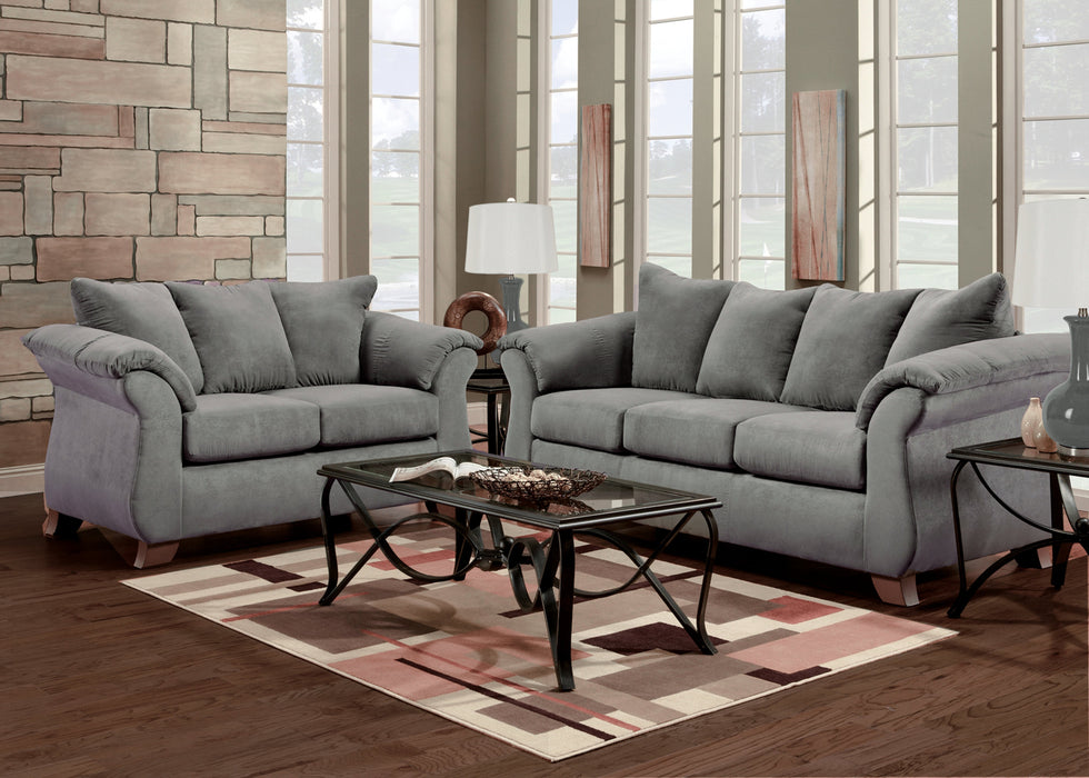 2 pc. Living Room Set in Gray Microfiber Fabric - Sofa and Loveseat
