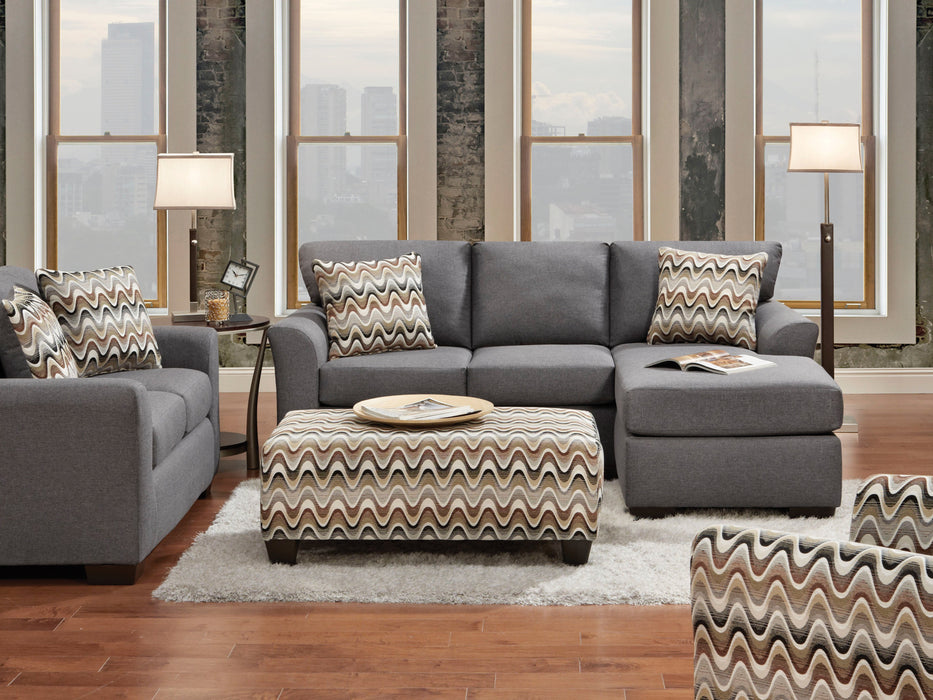 2 pc. Sectional in Gray Textured Fabric