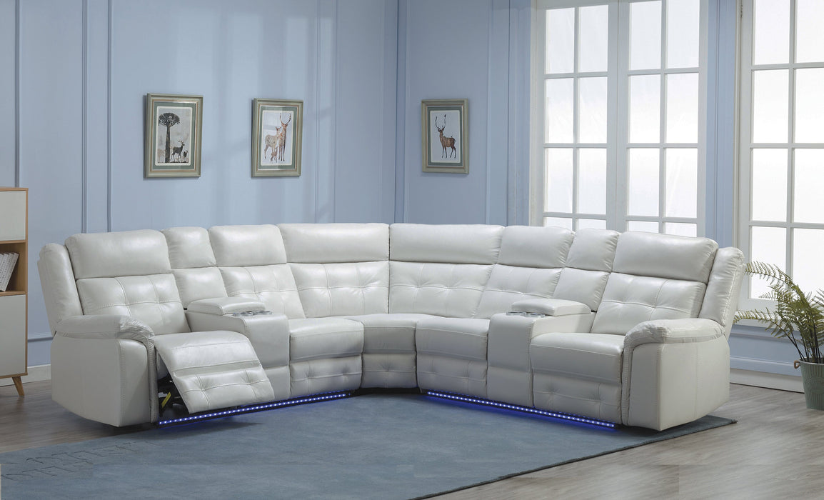 U44 Gull white 3 Pc Power Reclining Sectional With Led Lights - U44