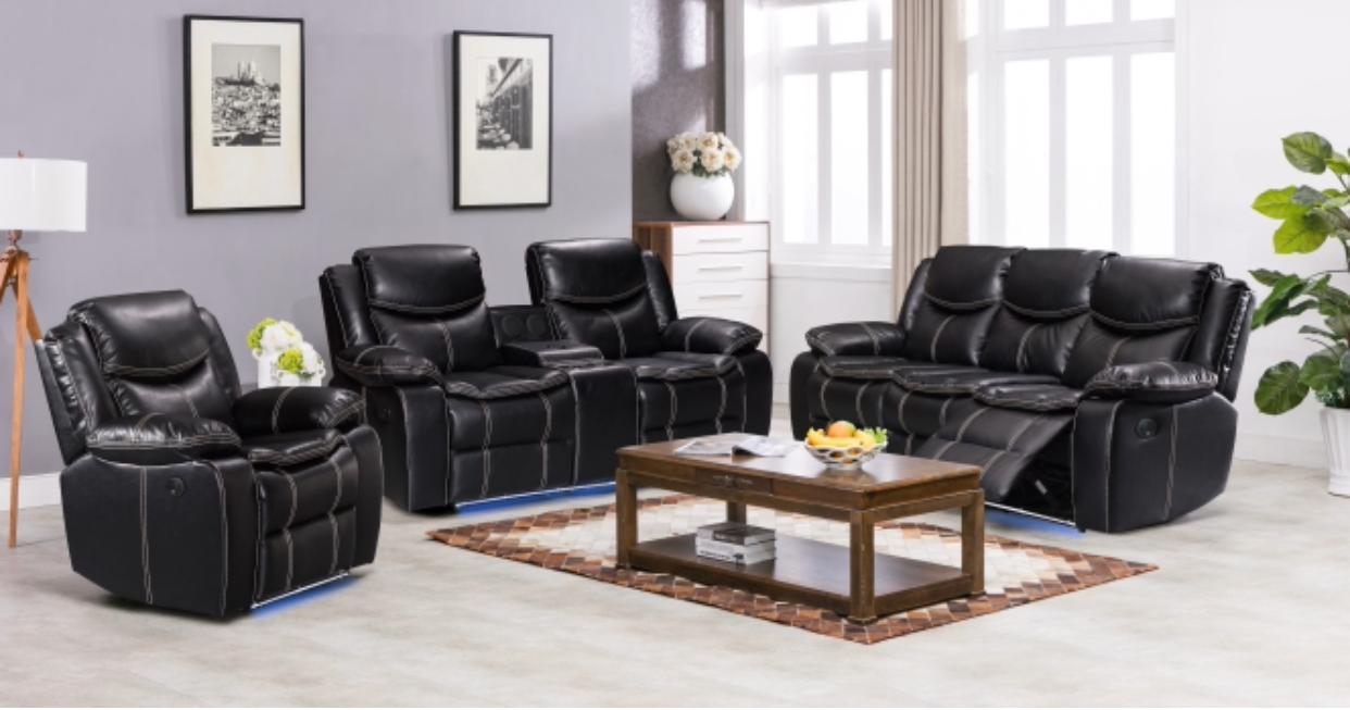 LED Powered Recliner Sofa and Love Seat and Chair