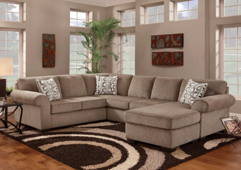 3 pc. Sectional in Cocoa Textured Fabric