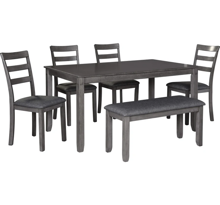 Signature Gray Dining Set with Bench