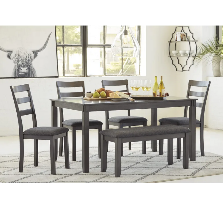 Signature Gray Dining Set with Bench